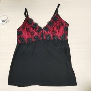 Black and red floral sleep tank